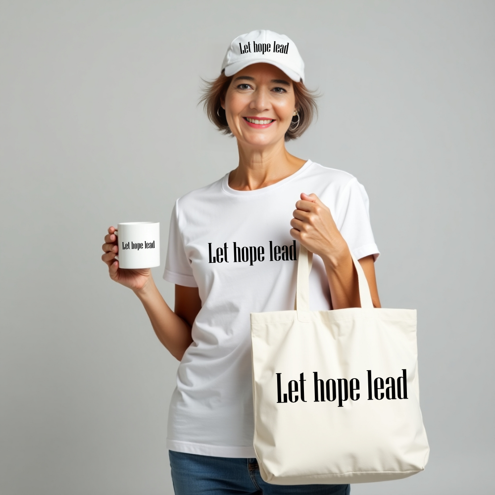 Let hope lead White glossy mug
