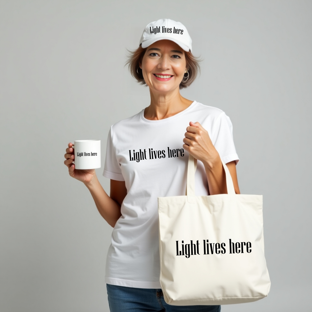 light lives here White glossy mug