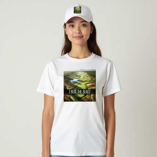 I BEAT THE BEAST script Female garment-dyed heavyweight t-shirt