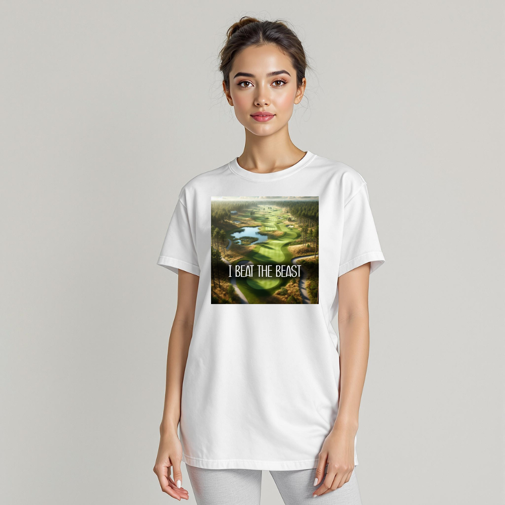 I BEAT THE BEAST script Female garment-dyed heavyweight t-shirt